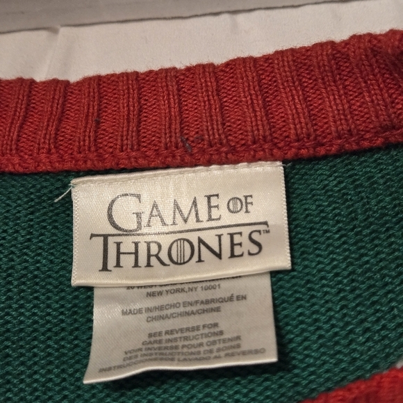 Ugly Christmas Sweater Mens XXL Green Game of Thrones HBO Ho Ho Hodor Pullover - Picture 4 of 10